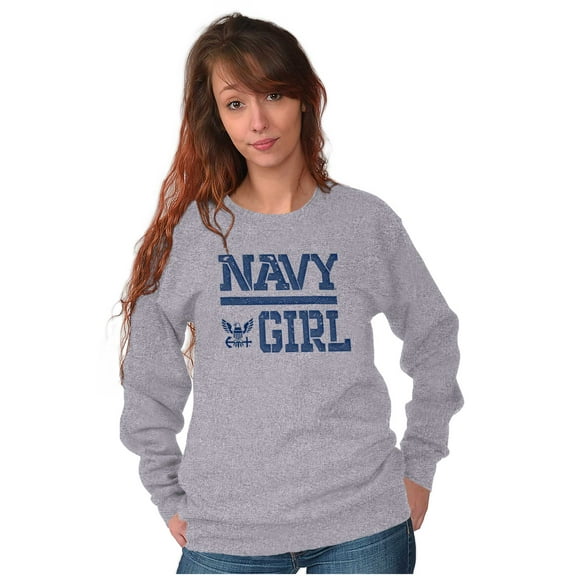 US Navy Girl Military Anchor Logo Women Crewneck Sweatshirt Brisco Brands M