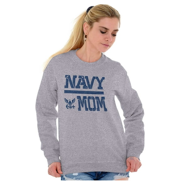 US Navy Mom Military Anchor Logo Women Crewneck Sweatshirt Brisco Brands S