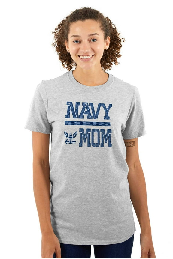 US Navy Mom Military Anchor Logo Women's Graphic T Shirt Tees Brisco Brands L