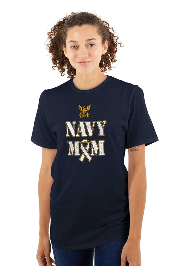 US Navy Mom Military Support Ribbon Women Plus Size Graphic Tee Tees Brisco Brands 3X