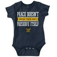thumbnail image 1 of US Navy Peace Doesn’t Preserve Itself Romper Boys or Girls Infant Baby Brisco Brands 12M, 1 of 6