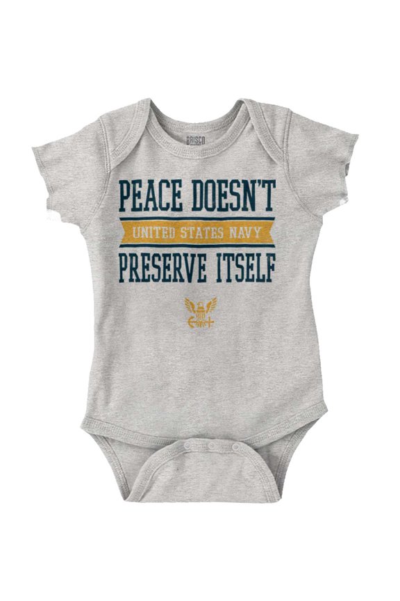 US Navy Peace Doesn’t Preserve Itself Romper Boys or Girls Infant Baby Brisco Brands 6M