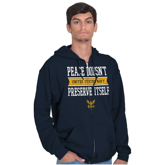 US Navy Peace Doesn’t Preserve Itself Unisex Plus Size Zip Hoodie Brisco Brands 3X