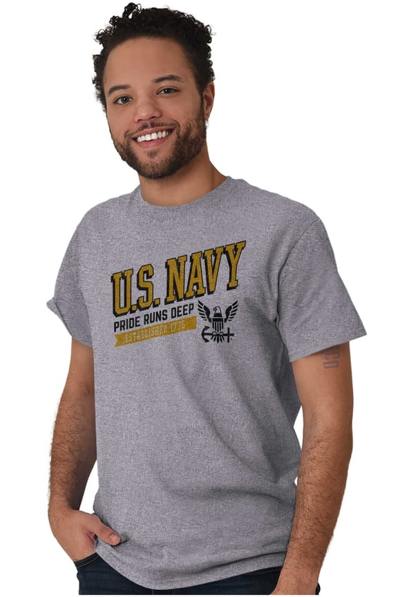 US Navy Pride Runs Deep Est 1775 Men's Graphic T Shirt Tees Brisco Brands S