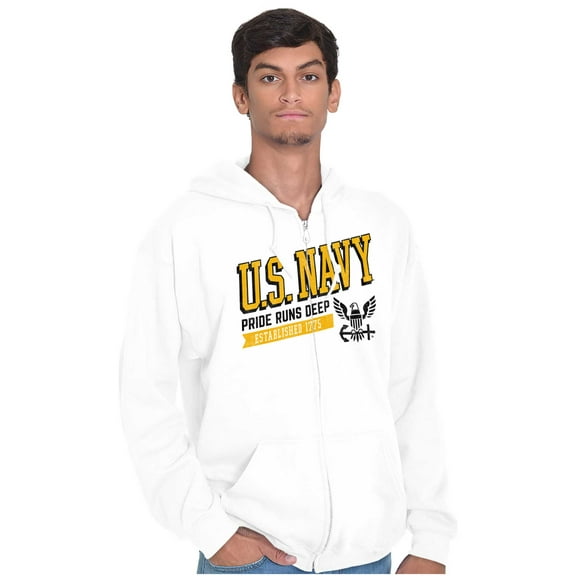 US Navy Pride Runs Deep Est 1775 Zip Up Hoodie Men's Women's Brisco Brands L