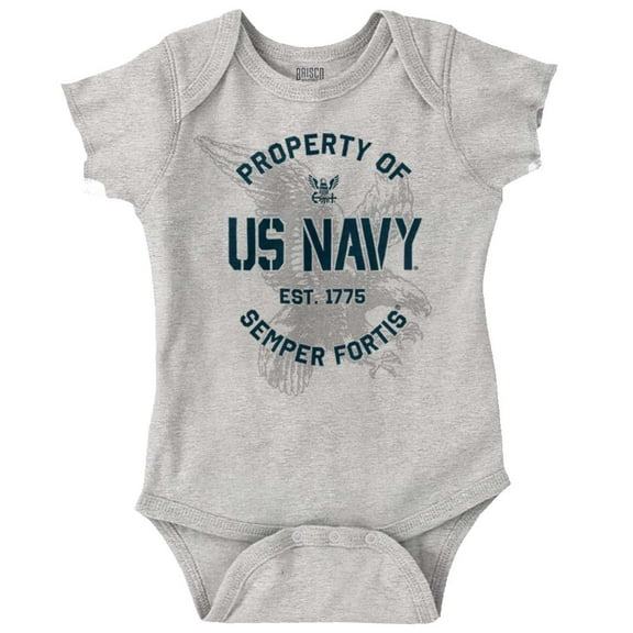 US Navy Property of Semper Fortis Romper Boys or Girls Infant Baby Brisco Brands 12M