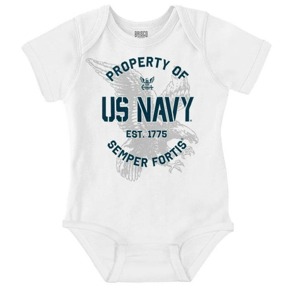 US Navy Property of Semper Fortis Romper Boys or Girls Infant Baby Brisco Brands 18M