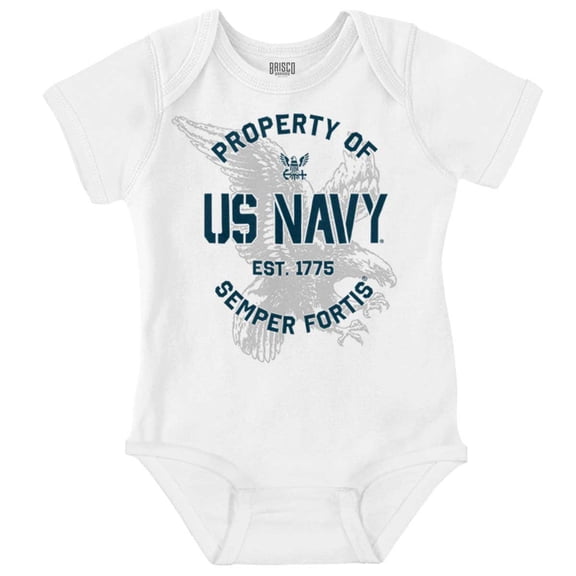 US Navy Property of Semper Fortis Romper Boys or Girls Infant Baby Brisco Brands 6M