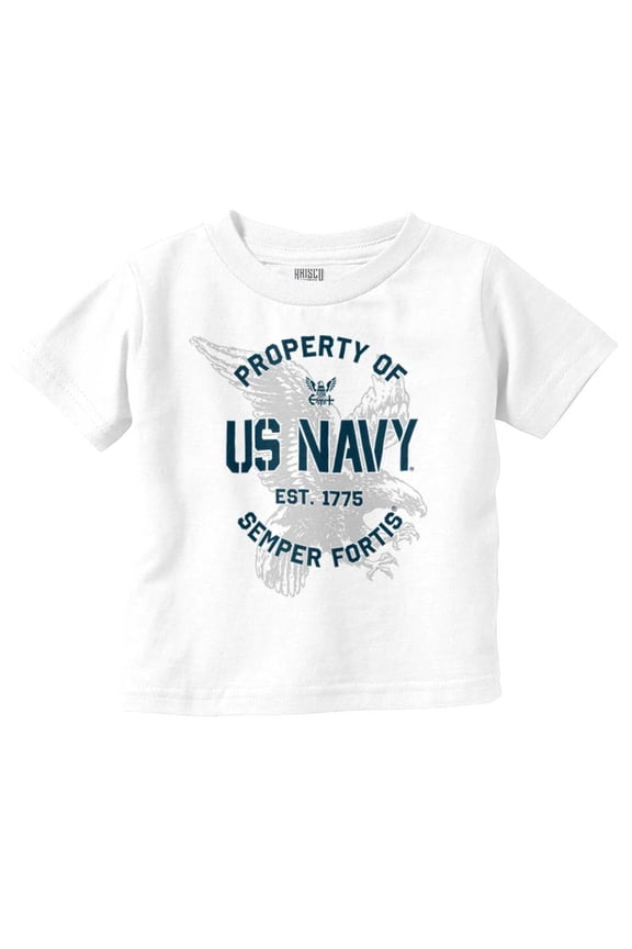 US Navy Property of Semper Fortis Toddler Boy Girl T Shirt Infant Toddler Brisco Brands 6M