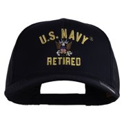 US Navy Retired Military Embroidered Solid Cotton Twill Mesh Prostyle Cap - Navy OSFM