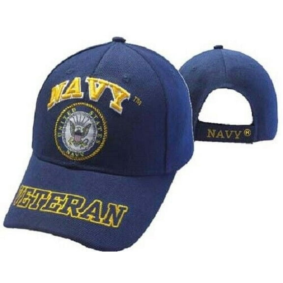 US Navy Round Emblem Veteran Ball Cap Hat Navy Blue (LICENSED)