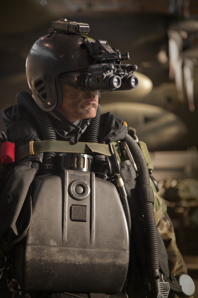 US Navy Seal equipped with night vision prepares for HALO jump operations Canvas Art - Tom WeberStocktrek Images (12 x 18)