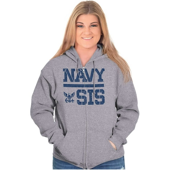 US Navy Sis Military Anchor Logo Women Plus Size Zipper Hoodie Brisco Brands 2X