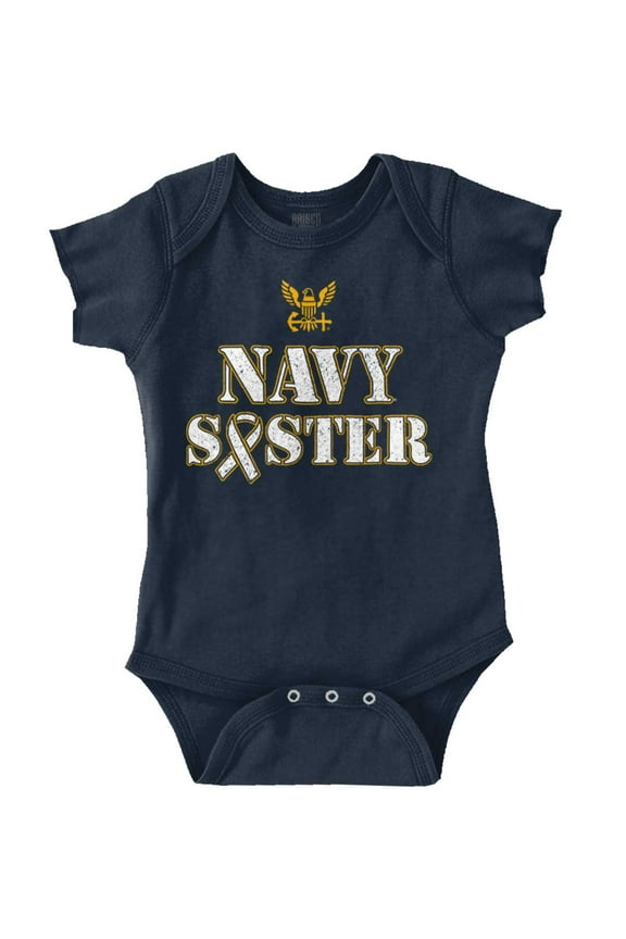 US Navy Sister Military Logo Ribbon Bodysuit Jumper Girls Infant Baby Brisco Brands 24M