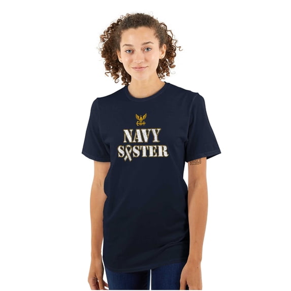 US Navy Sister Military Logo Ribbon Women Plus Size Graphic Tee Tees Brisco Brands 2X