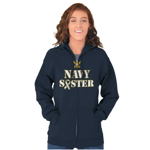 US Navy Sister Military Logo Ribbon Women Plus Size Zipper Hoodie Brisco Brands 2X