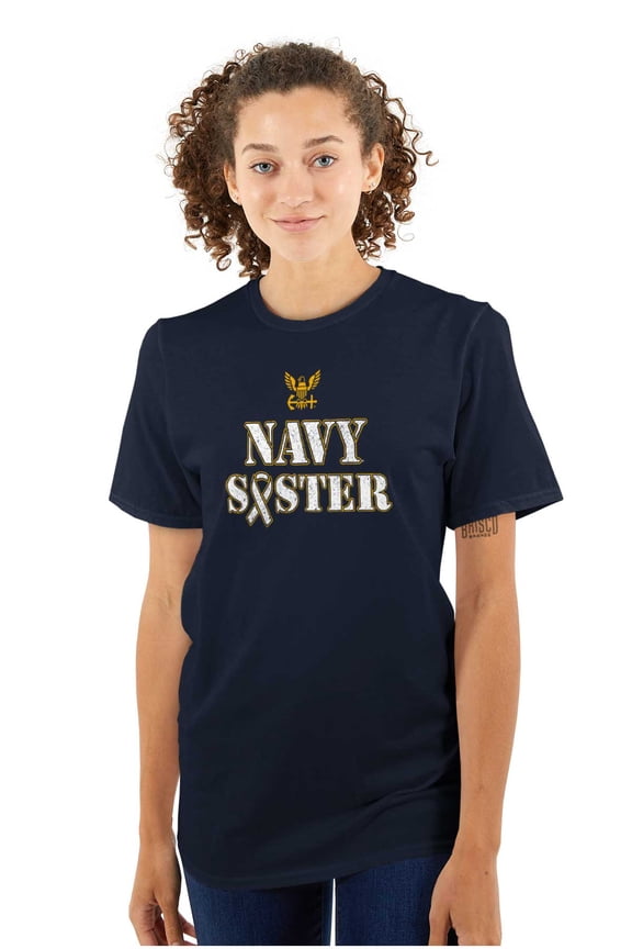 US Navy Sister Military Logo Ribbon Women's Graphic T Shirt Tees Brisco Brands S