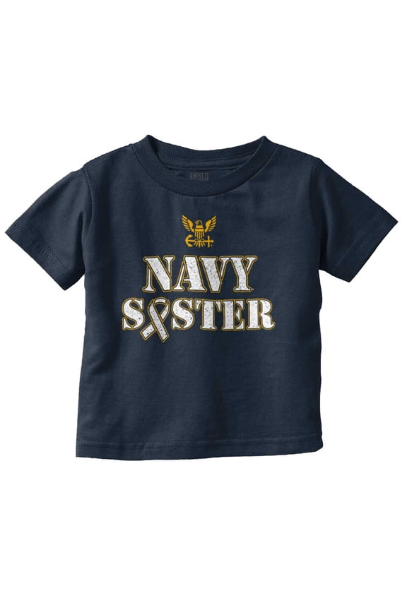 US Navy Sister Military Logo Ribbon Youth T Shirt Tee Girls Infant Toddler Brisco Brands 12M