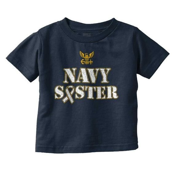 US Navy Sister Military Logo Ribbon Youth T Shirt Tee Girls Infant Toddler Brisco Brands 12M