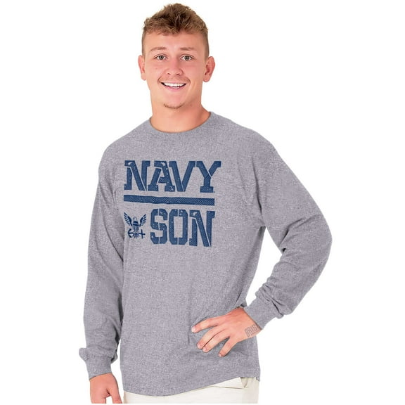 US Navy Son Military Anchor Logo Men Big & Tall Long Sleeve Tee Brisco Brands 3X