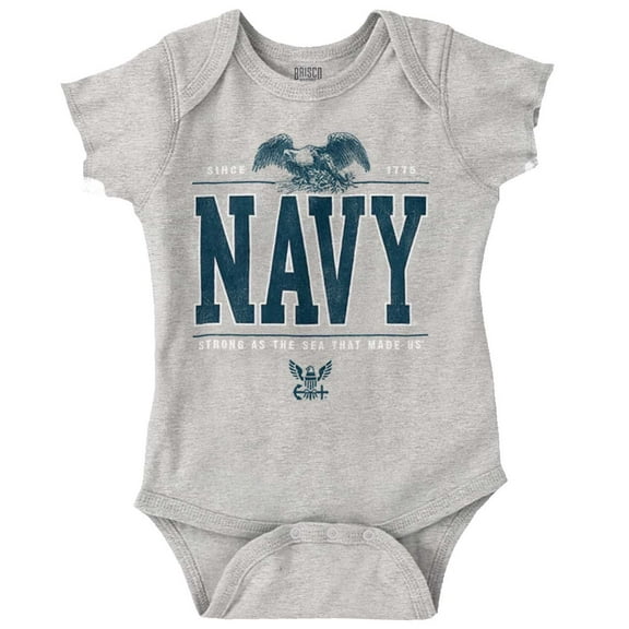 US Navy Strong As Sea That Made Us Romper Boys or Girls Infant Baby Brisco Brands 12M