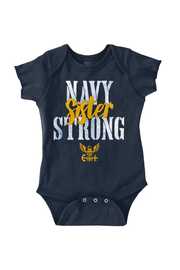 US Navy Strong Sister Anchor Logo Bodysuit Jumper Girls Infant Baby Brisco Brands 12M