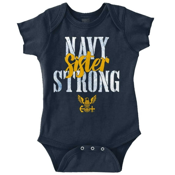 US Navy Strong Sister Anchor Logo Bodysuit Jumper Girls Infant Baby Brisco Brands 6M