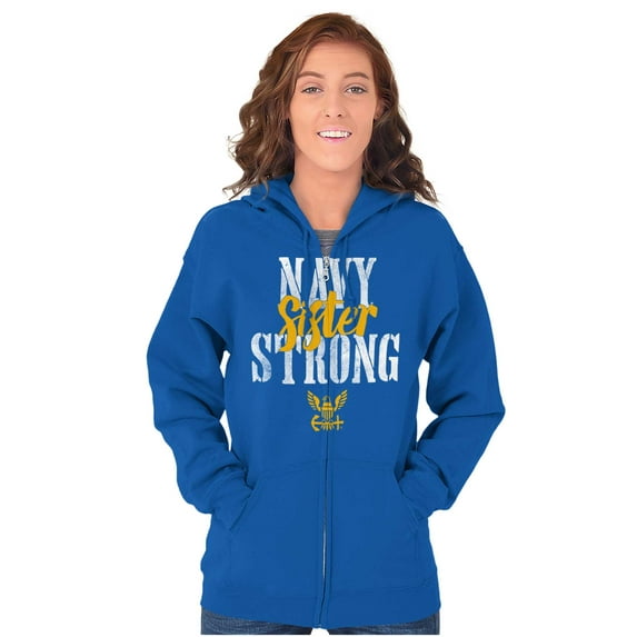 US Navy Strong Sister Anchor Logo Women Plus Size Zipper Hoodie Brisco Brands 2X