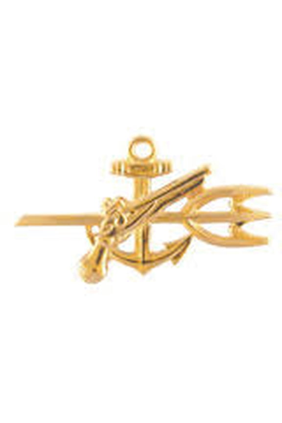US Navy Underwater Demolition Team (UDT) Gold Officer Badge Hat Lapel Pin 1.25"W x .75"H