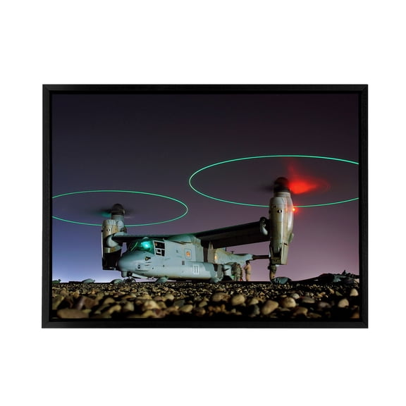 US Navy V 22 Osprey Tritrotor Aircraft Black Framed Canvas Wall Art Print 24X32"
