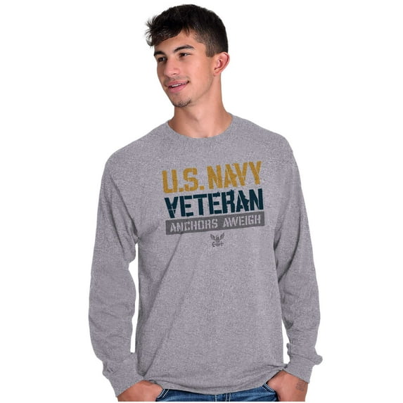 US Navy Veteran Anchors Aweigh Long Sleeve TShirt Men Women Brisco Brands S