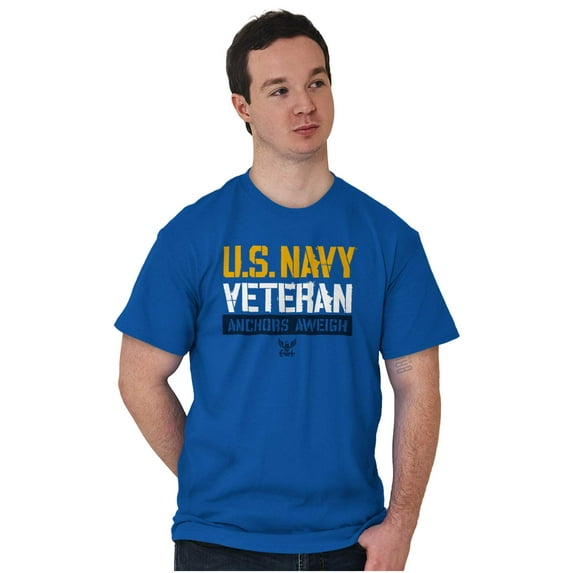 US Navy Veteran Anchors Aweigh Men's Graphic T Shirt Tees Brisco Brands 3X