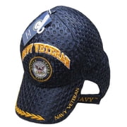 US Navy Veteran Blue Baseball Cap Hat Licensed Mesh Textured.