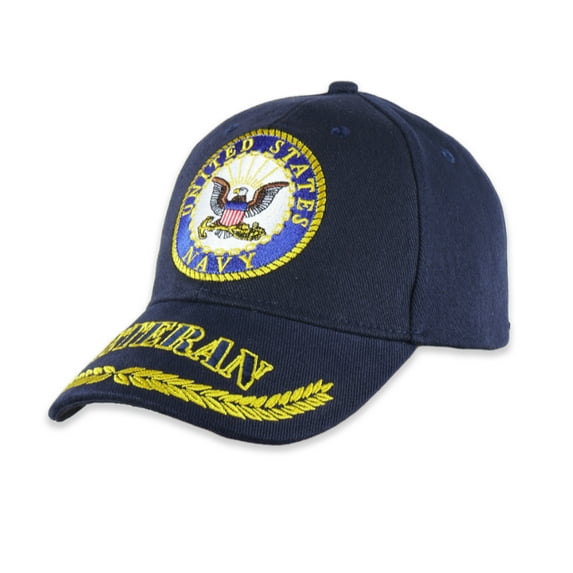 US Navy Veteran Hat for Men and Women Officially Licensed Product Adjustable Strap Baseball Cap - USN Veteran Embroidered Baseball Cap Beautifully Stitched Lettering on Front and Back (Navy Blue)