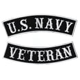 thumbnail image 1 of US Navy Veteran Rockers 12" | IFC Rail Road Military Vet Top Bottom Rocker Patch | Large Embroidered Iron On Motorcycle Jacket Patches | 2pc. Set - by Nixon Thread Co., 1 of 5