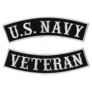 US Navy Veteran Rockers 12" | IFC Rail Road Military Vet Top Bottom Rocker Patch | Large Embroidered Iron On Motorcycle Jacket Patches | 2pc. Set - by Nixon Thread Co.