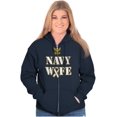 thumbnail image 1 of US Navy Wife Military Support Ribbon Women Plus Size Zipper Hoodie Brisco Brands 2X, 1 of 5