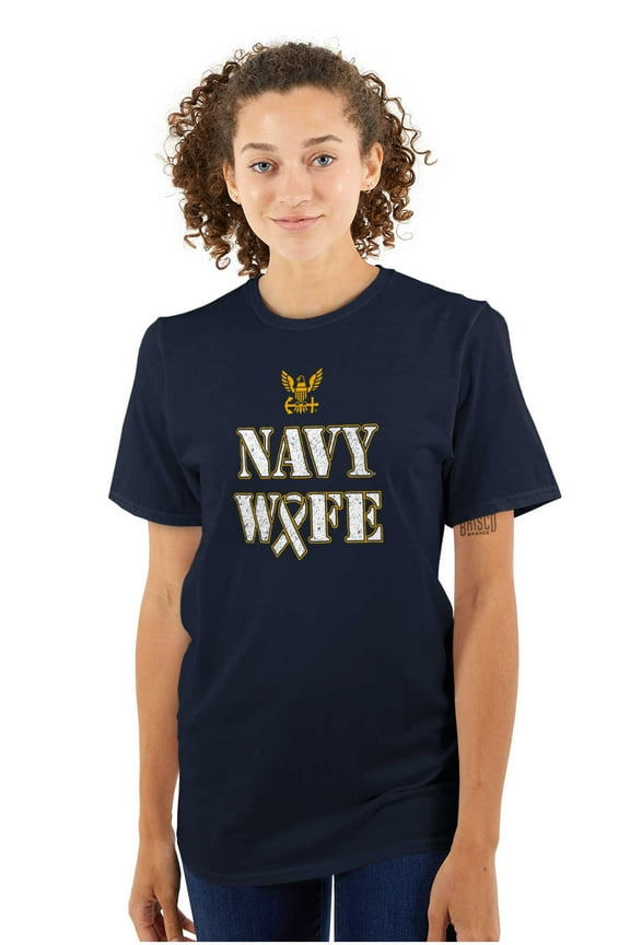 US Navy Wife Military Support Ribbon Women's Graphic T Shirt Tees Brisco Brands S