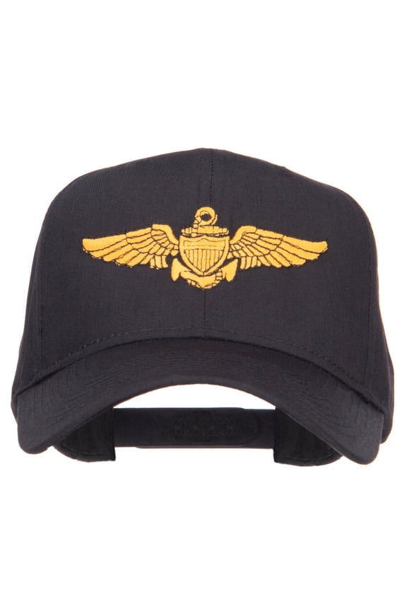 US Navy Wing Embroidered High Cap - Black OSFM