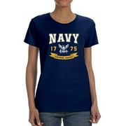 US Navy Womens Graphic Tee Navy - Anchor Aweigh 100% Cotton Regular Fit