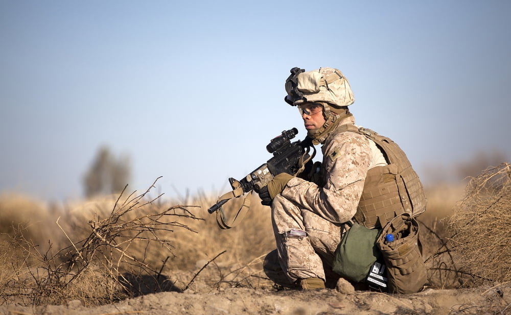 US Navy soldier participates in a security patrol in Afghanistan Canvas Art - Stocktrek Images (36 x 22)