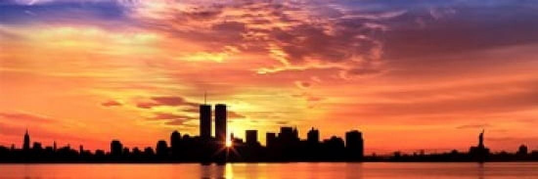 US New York City skyline sunrise Canvas Art - Panoramic Images (18 x 7)