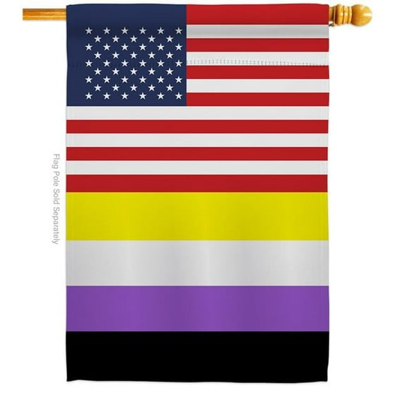US Nonbinary Support Pride 28 x 40 in. Double-Sided Decorative Vertical House Flags for Decoration Banner Garden Yard Gift