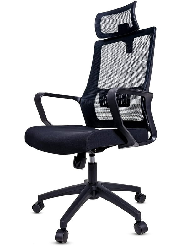 US Office Elements Ergonomic Chair, High Back Office Chair with Headrest, Adjustable Height, Tilt Function | Big and Tall Mesh Office Chair Back Support for Bad Back