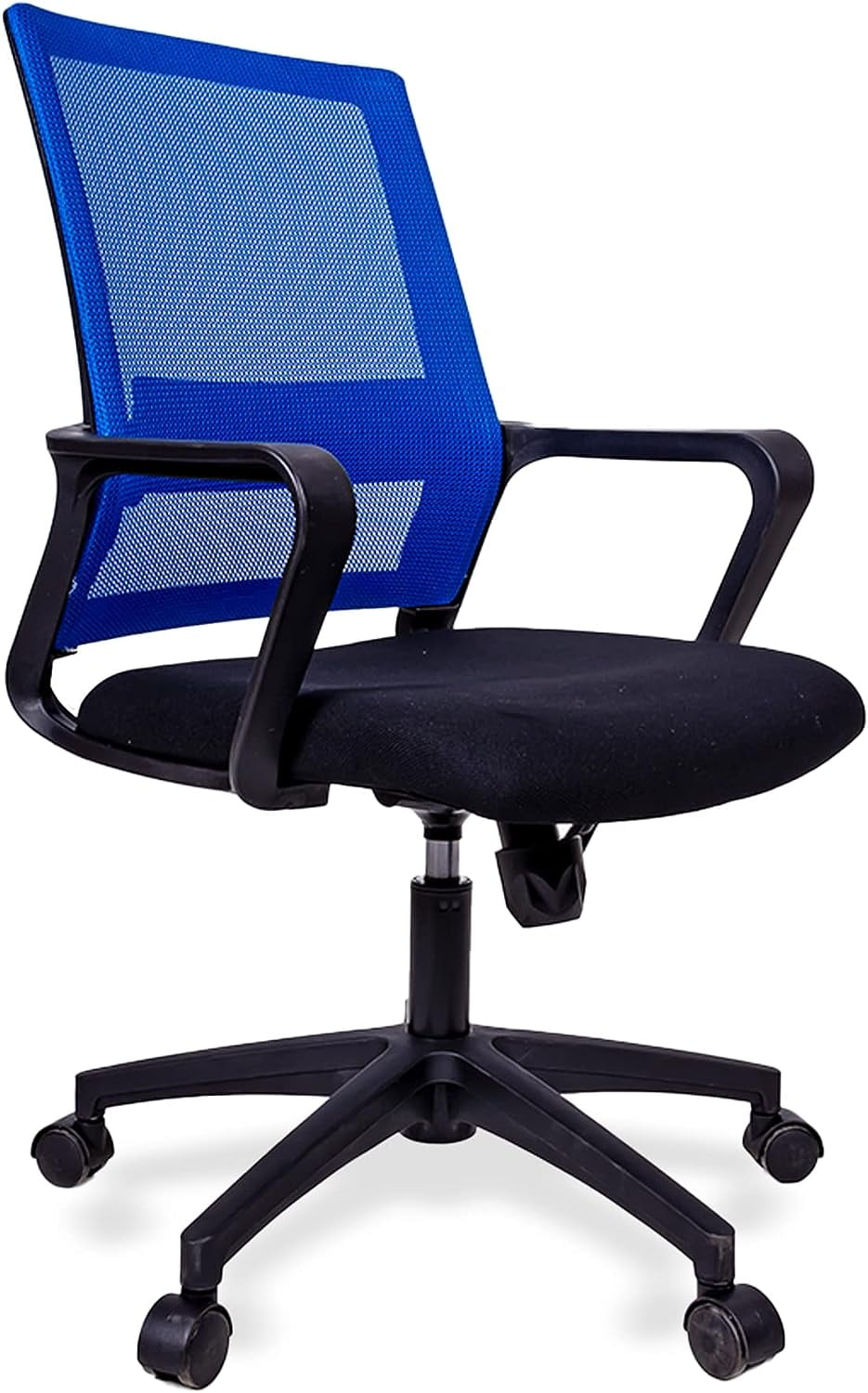 Blue Mesh Swivel Executive Office Chair with Fixed Arms