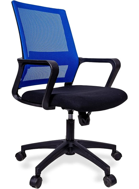 US Office Elements Mid Back Computer Chair | Ergonomic Mesh Office Chair with Rectangular Lumbar Support | Home Office Desk Chair, Adjustable Height, 360 Swivel for Adults, Students, Teachers (Blue)
