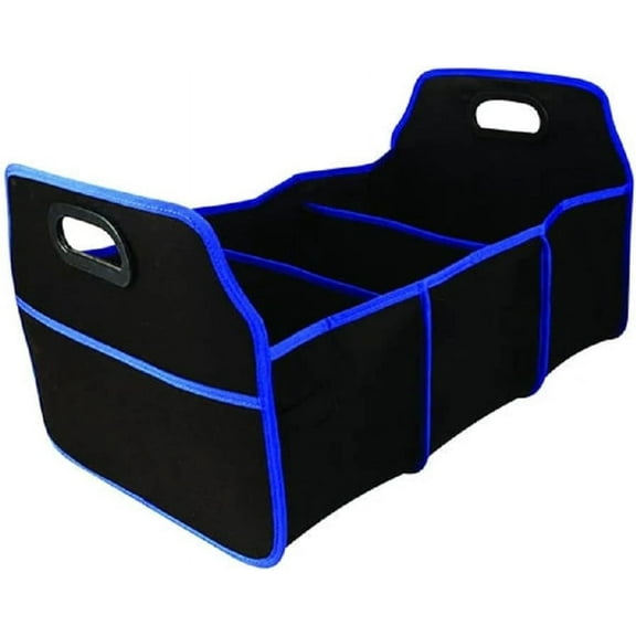 US Office Elements PresenceHHH Collapsible Car Boot Organizer with 3 Compartments, Black and Blue