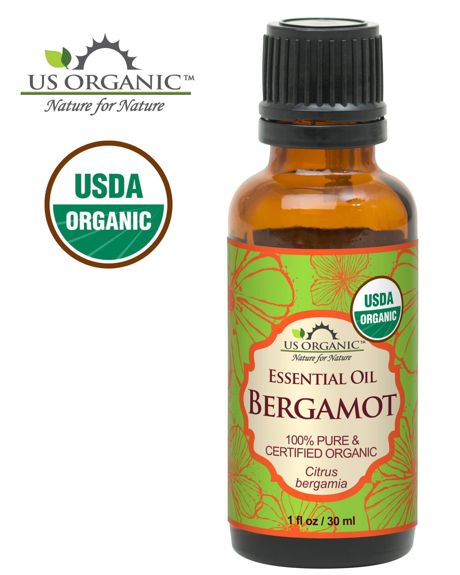 US Organic Bergamot Essential Oil, 100% Pure Certified USDA Organic