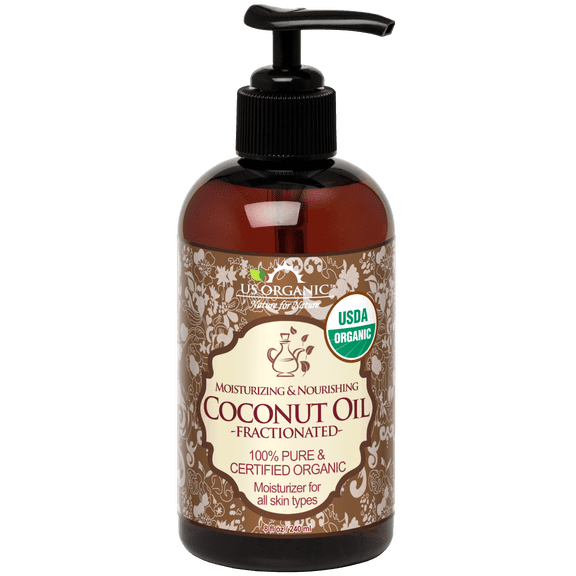 US Organic Fractionated Coconut (Liquid) Oil, 100% Pure Certified USDA Organic, 8 oz