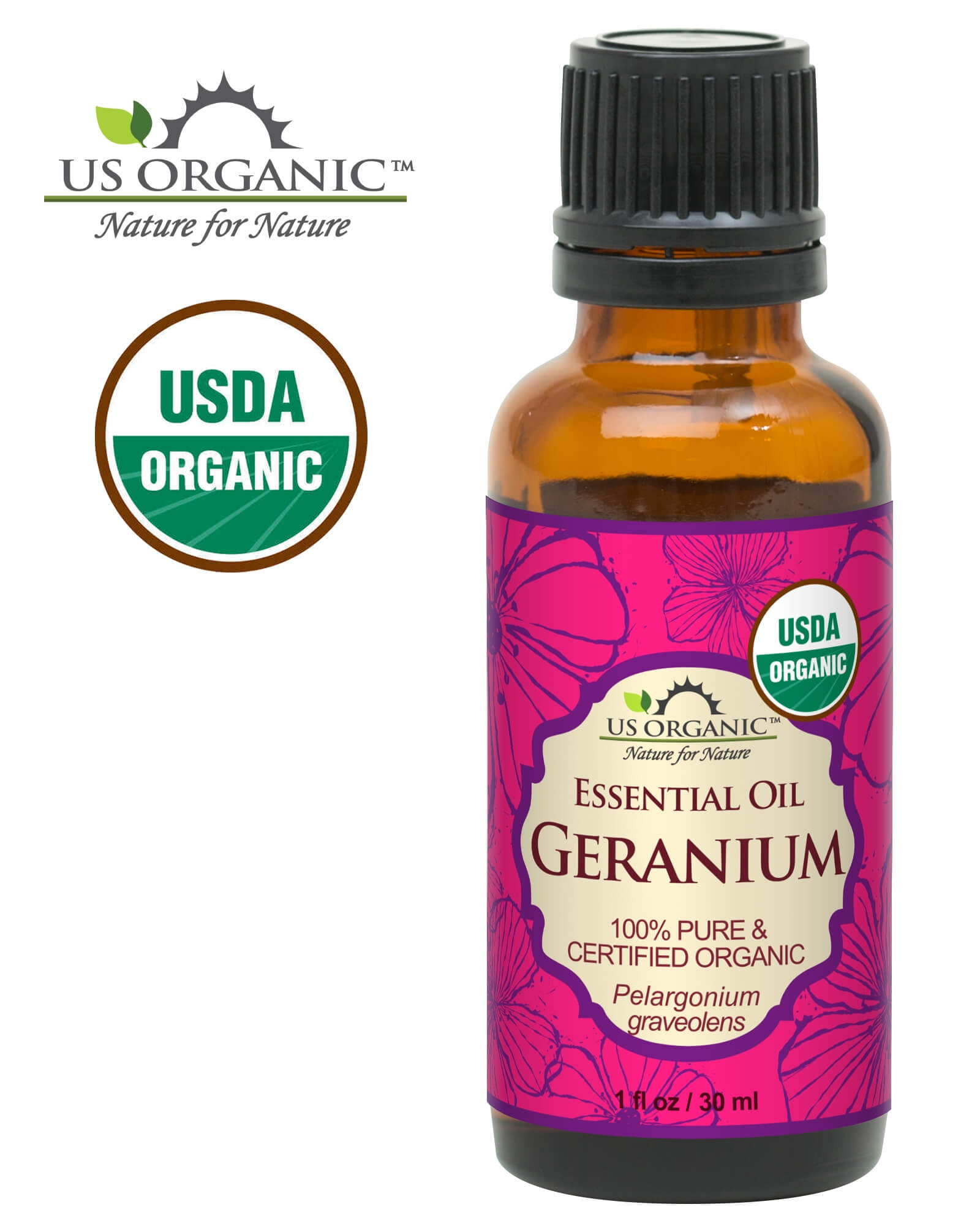 US Organic Geranium Essential Oil, 100% Pure Certified USDA Organic